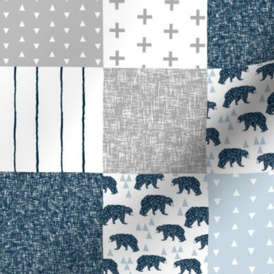 geo bear wholecloth fabric - 3" squares