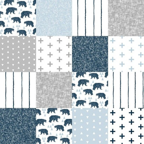 geo bear wholecloth fabric - 3" squares