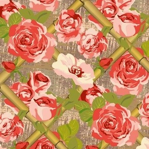 Red Roses and Trellis