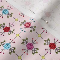 Sewing Pins - Flowers - Buttons - Safety Pins - Pale Pink