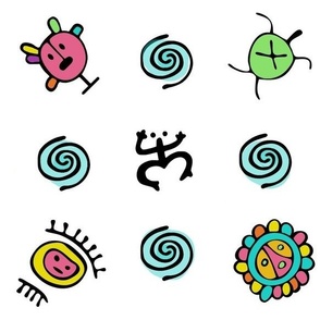 Big Colorful Taino symbols