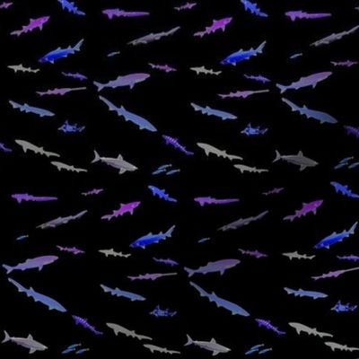  Deep Sea Sharks Scatter Neon on black sm