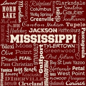 Mississippi cities, maroon