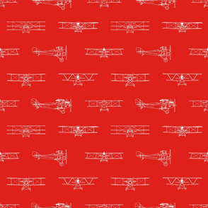 Antique Airplanes in White with Red Background (Large Scale)