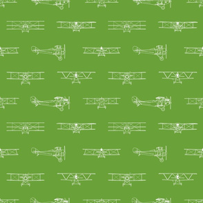 Antique Airplanes in White with Apple Green Background (Large Scale)