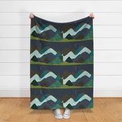 18x27: layered mountain // olive x, summit, green olive, 165-8 x, blue pine, teal no. 2, 174-15 x