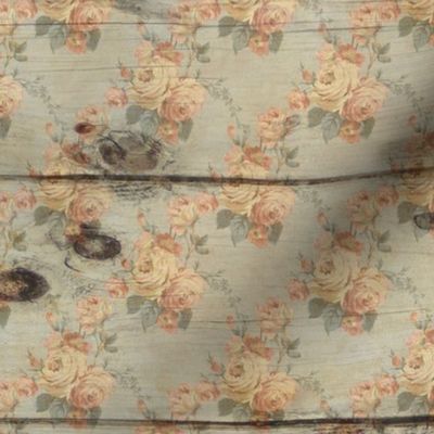 Vintage Shabby Floral Wholecloth Quilt - 9 inch blocks