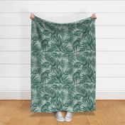 Emerald Palm leaves- Celadon Mint- Large Scale