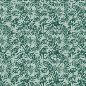 Emerald Palm leaves- Celadon Mint- Small Scale