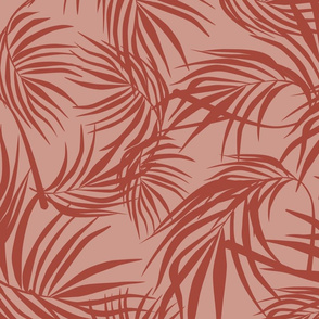 Rust Palm leaves- Blush - Large Scale