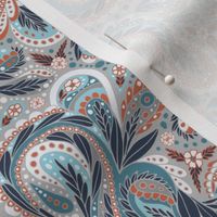 Paisley Pattern in Turquoise, Gray, and Orange