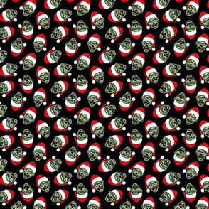 (3/4" scale) Santa Zombies - zombie holiday fabric - black - LAD20BS
