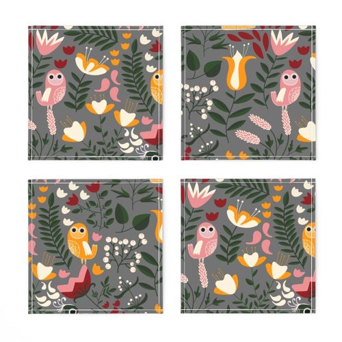 birds and flowers pattern