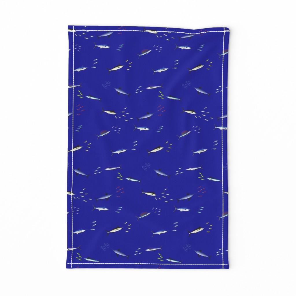 Billfish Assault Scatter on dark blue