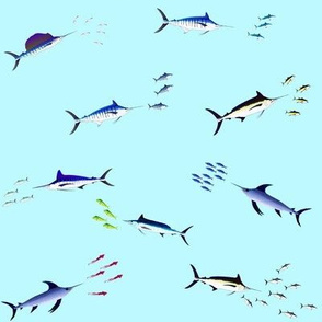 Billfish Assault Scatter on light blue
