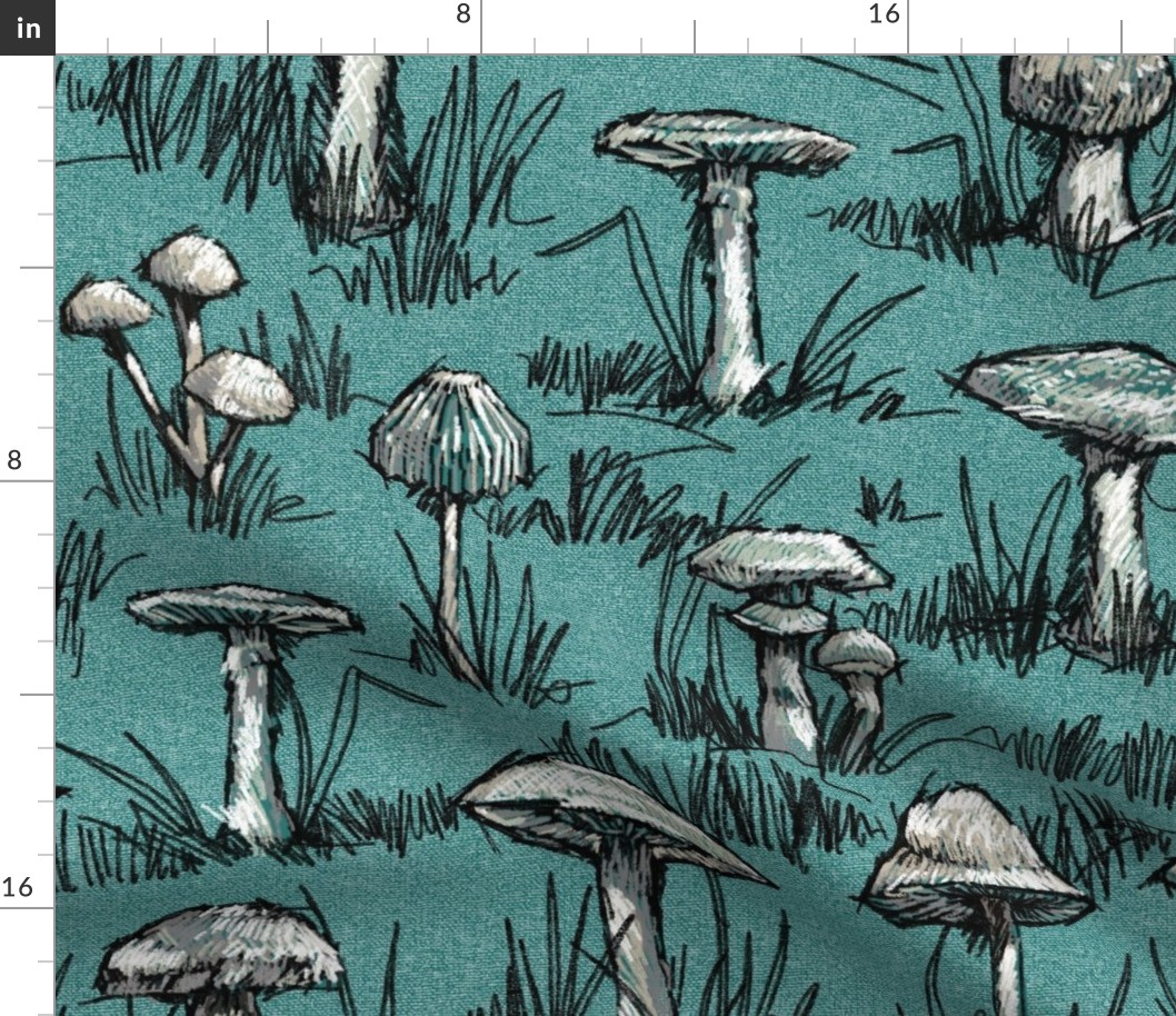 Toile Wild Mushrooms Sketchbook|Green|Sm