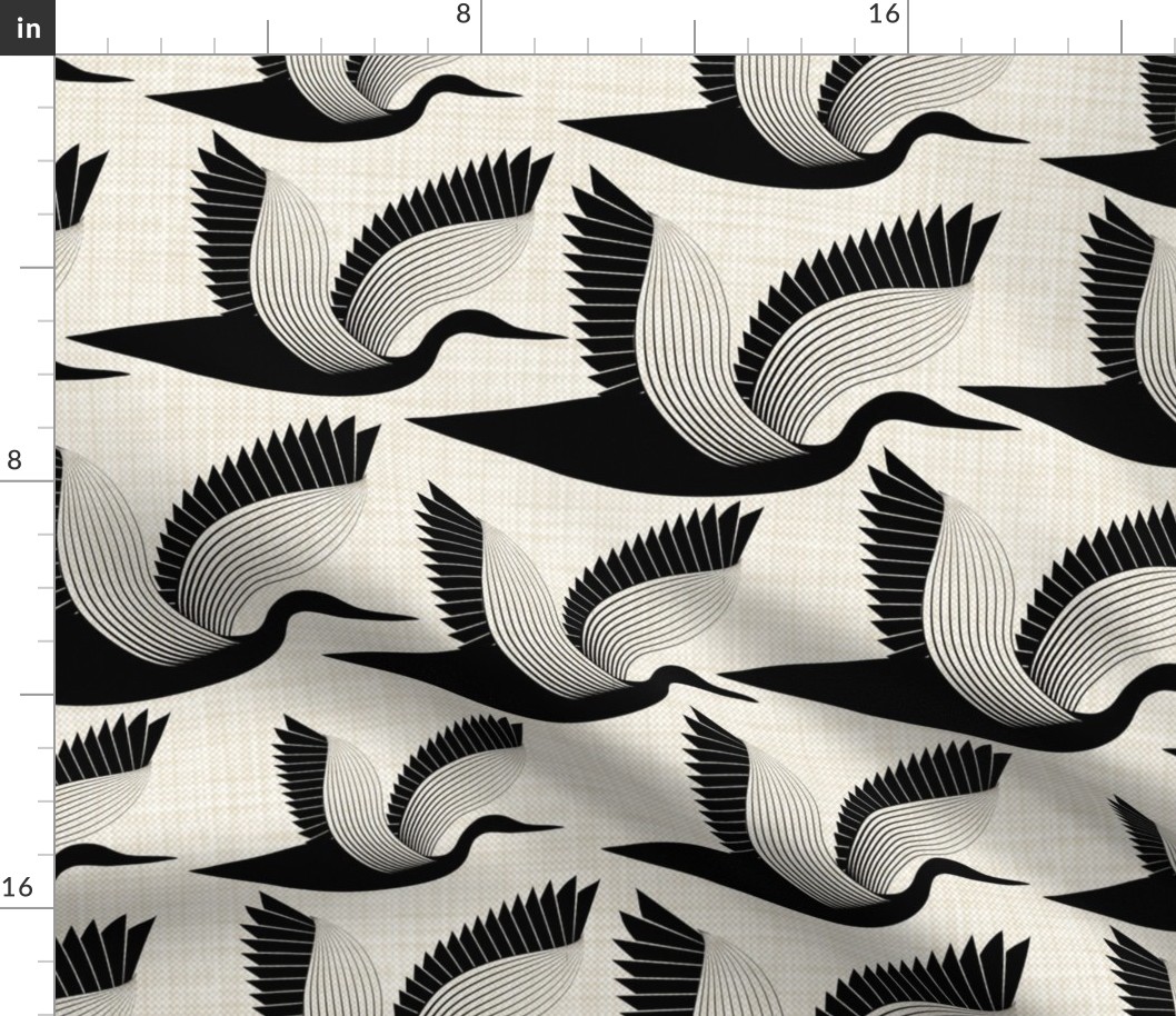 Storks on Linen right facing