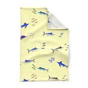 Billfish Assault Scatter strong colors on yellow (lg)