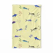 Billfish Assault Scatter strong colors on yellow (lg)