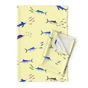 Billfish Assault Scatter strong colors on yellow (lg)