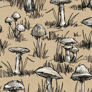 Toile Wild Mushrooms Sketchbook |Golden|Lg