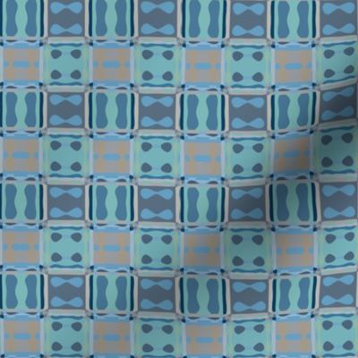 Blue Beige Aqua Mosaic Pattern