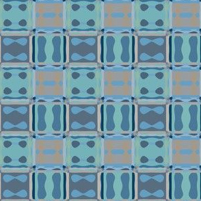 Blue Beige Aqua Mosaic Pattern