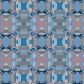 Blue and Brown Geometric Mosaic with Swirls
