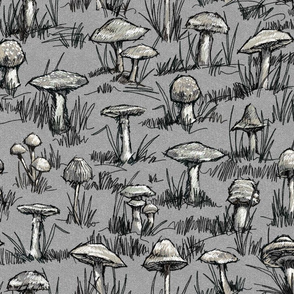 Toile Wild Mushrooms Sketches | Gray