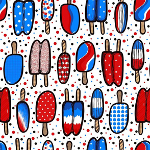 red white and blue polkadot popsicles 
