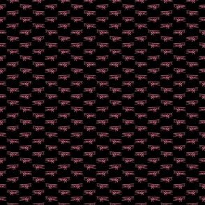 Antique Triplane Airplane Vintage Aviation Pattern in Coral Pink with Black Background (Mini Scale)