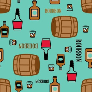 Bourboun  whiskey Bottle Fabrics-Green