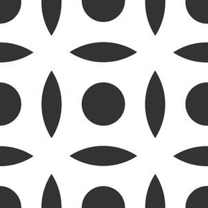 Geometric Pattern: Intersect Circle: White/Charcoal