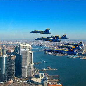 66-2 Blue Angels fly over NYC in the world-renowned Delta Formation