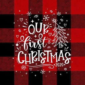 Our First Christmas 2020 Buffalo Plaid 18 inch
