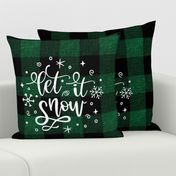 Let It Snow Green Plaid 18 inch square