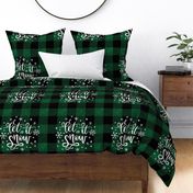 Let It Snow Green Plaid 18 inch square