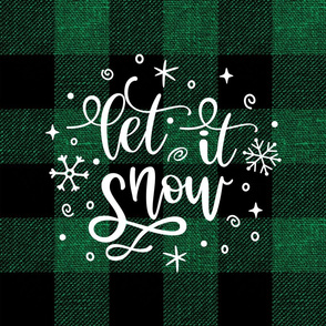 Let It Snow Green Plaid 18 inch square