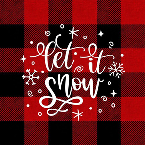 Let It Snow Red Plaid 18 inch square