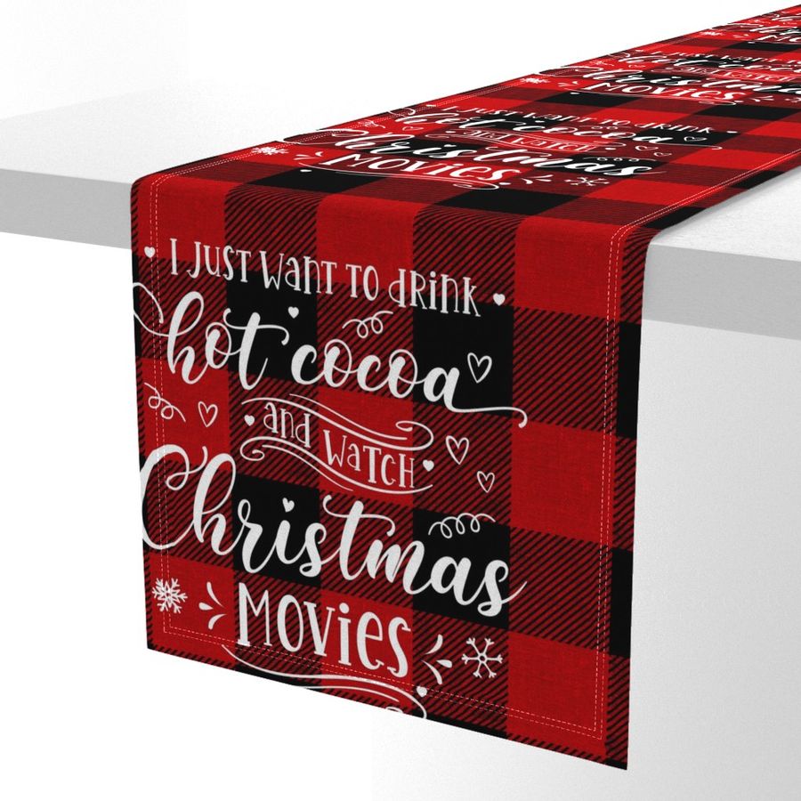 Cocoa and Christmas Movies 18 inch square red buffalo plaid