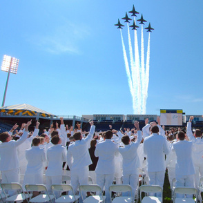 66-7 Blue Angels perform a fly-over during Graduation and Commissioning Ceremony at the U.S. Naval Academy.