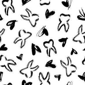 TOOTH FABRIC | dental fabric | Scribble Teeth in white - large