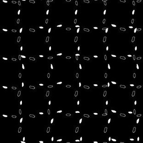 Black and White Checkered in Dots on Black Background