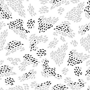 Black and White Geometric Floating Dots with White Background