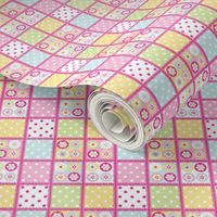 Patchwork beads in pastels with bright pink edging