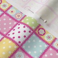 Patchwork beads in pastels with bright pink edging