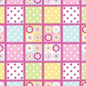 Patchwork beads in pastels with bright pink edging