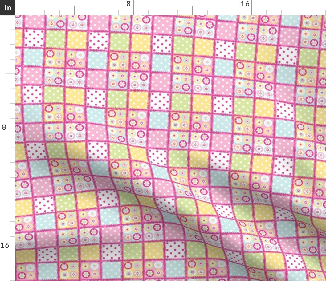 Patchwork beads in pastels with bright pink edging