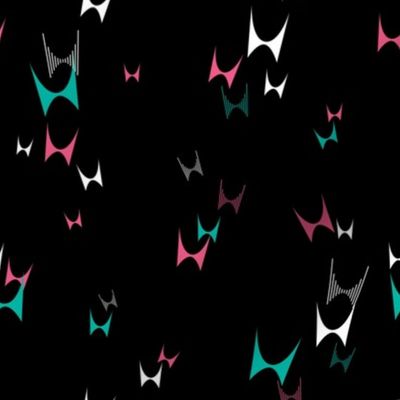 Brasilia Butterflies - Black Aqua Pink