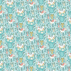 playful meowshrooms in blue {small}